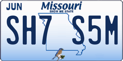 MO license plate SH7S5M