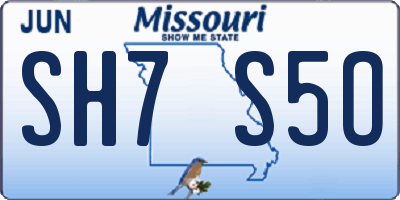MO license plate SH7S5O