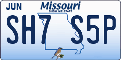 MO license plate SH7S5P