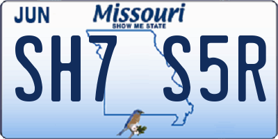 MO license plate SH7S5R