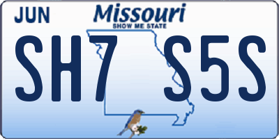 MO license plate SH7S5S