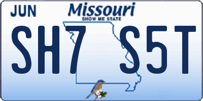 MO license plate SH7S5T