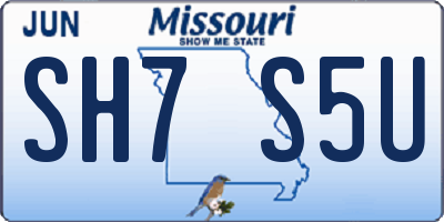 MO license plate SH7S5U