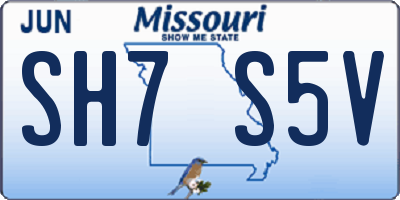 MO license plate SH7S5V