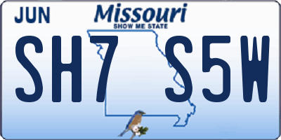 MO license plate SH7S5W