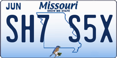 MO license plate SH7S5X