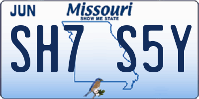 MO license plate SH7S5Y