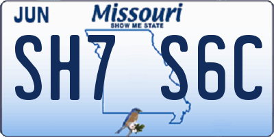 MO license plate SH7S6C