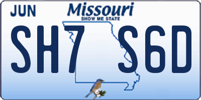 MO license plate SH7S6D