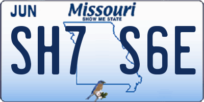 MO license plate SH7S6E