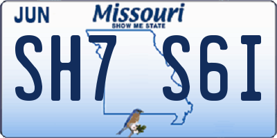 MO license plate SH7S6I