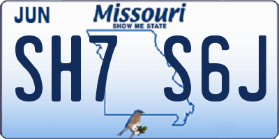 MO license plate SH7S6J