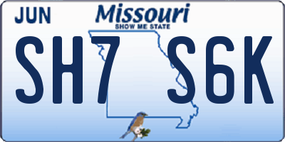 MO license plate SH7S6K
