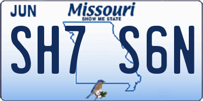 MO license plate SH7S6N