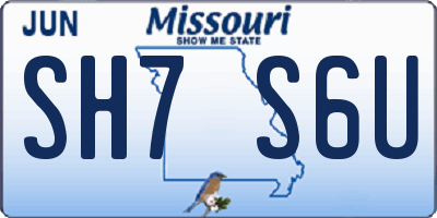 MO license plate SH7S6U