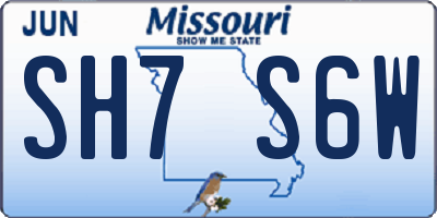MO license plate SH7S6W