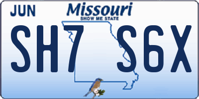 MO license plate SH7S6X