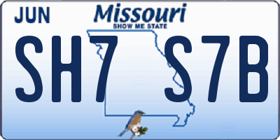 MO license plate SH7S7B