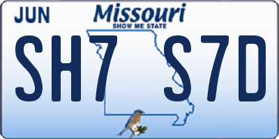 MO license plate SH7S7D
