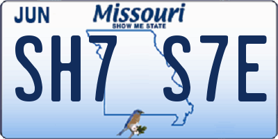 MO license plate SH7S7E