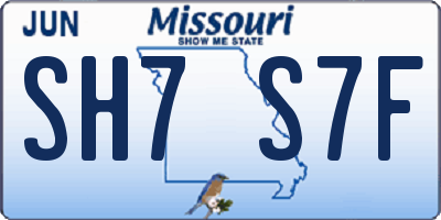 MO license plate SH7S7F