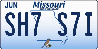 MO license plate SH7S7I