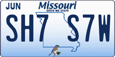 MO license plate SH7S7W