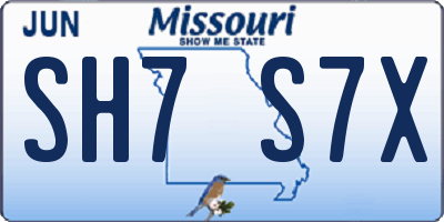 MO license plate SH7S7X