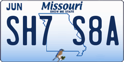 MO license plate SH7S8A