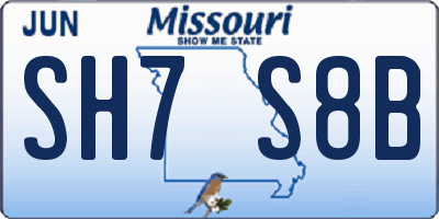 MO license plate SH7S8B