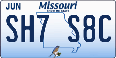 MO license plate SH7S8C