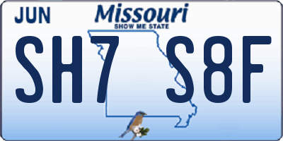 MO license plate SH7S8F