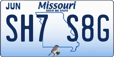 MO license plate SH7S8G