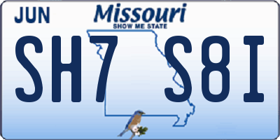 MO license plate SH7S8I