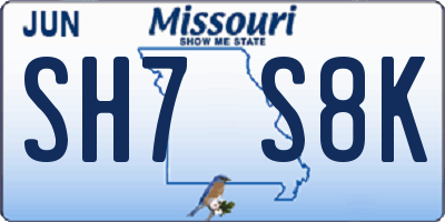 MO license plate SH7S8K