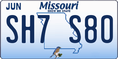 MO license plate SH7S8O