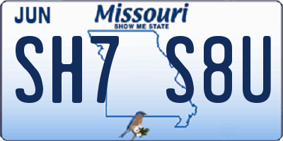 MO license plate SH7S8U