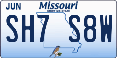 MO license plate SH7S8W
