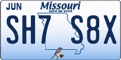 MO license plate SH7S8X