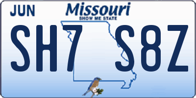 MO license plate SH7S8Z