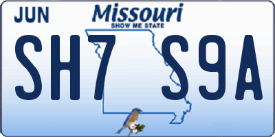 MO license plate SH7S9A