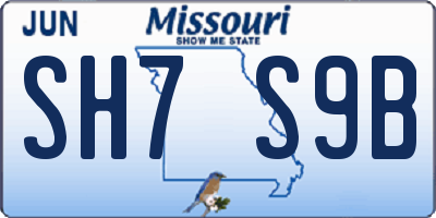 MO license plate SH7S9B