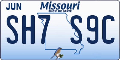 MO license plate SH7S9C