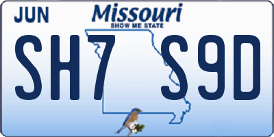 MO license plate SH7S9D