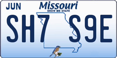MO license plate SH7S9E