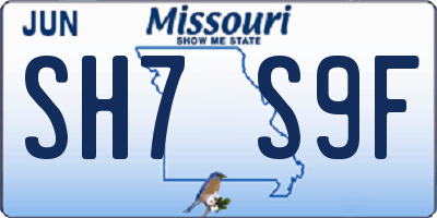 MO license plate SH7S9F