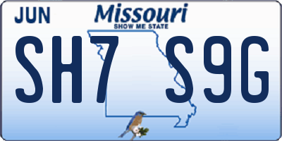 MO license plate SH7S9G