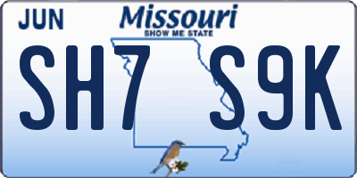 MO license plate SH7S9K