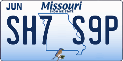 MO license plate SH7S9P