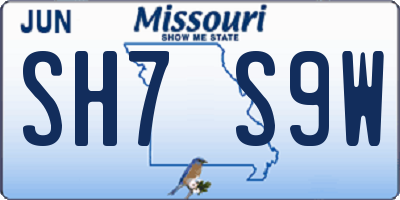 MO license plate SH7S9W
